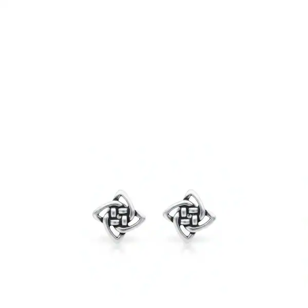 Sterling Silver Small Square Celtic Knot Stud Earrings - Irish Gifts