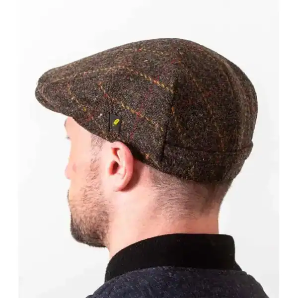 Brown Overcheck Donegal Tweed Dubliner Cap - Donegal Tweed - Image 1