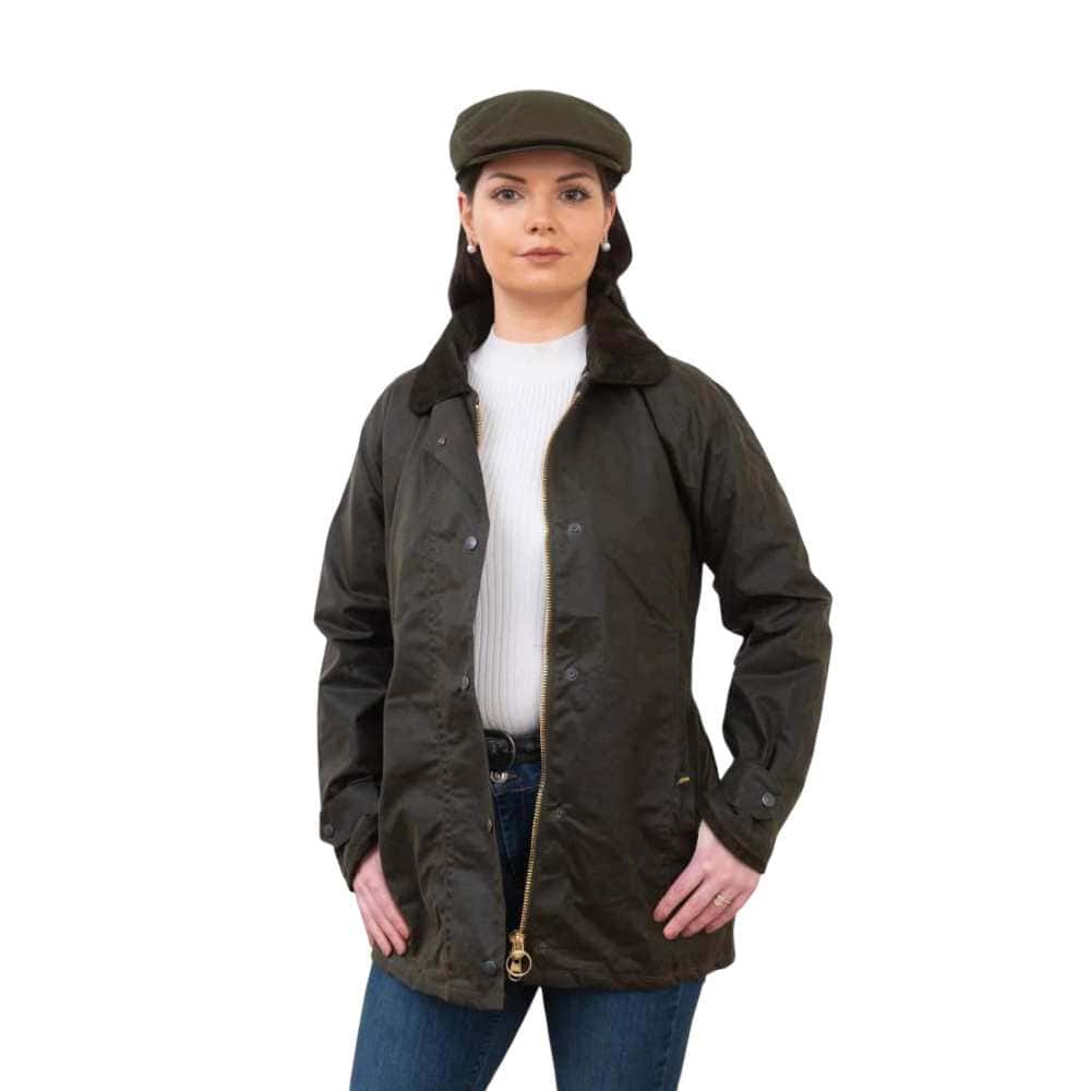 Women’s Waxed Jacket – Green Wax | Midi-Length Irish Outerwear - Clothing Collection - Image 1
