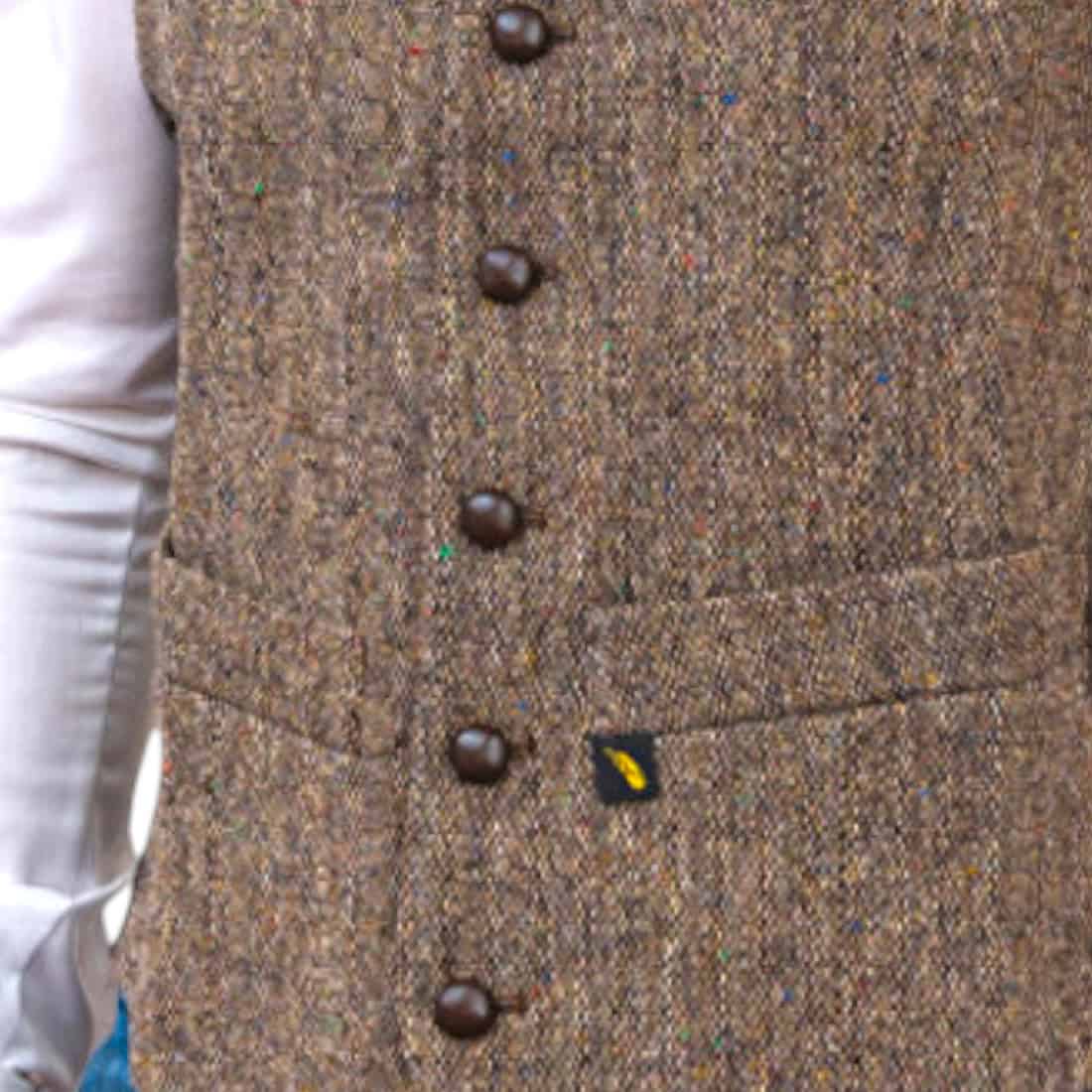 Black Herringbone Donegal Tweed Vest Waistcoat - Tweed Clothing - Image 1