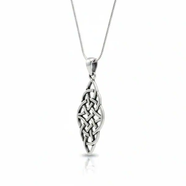 Sterling Silver Celtic Knot Medium Long Pendant - Irish Gifts