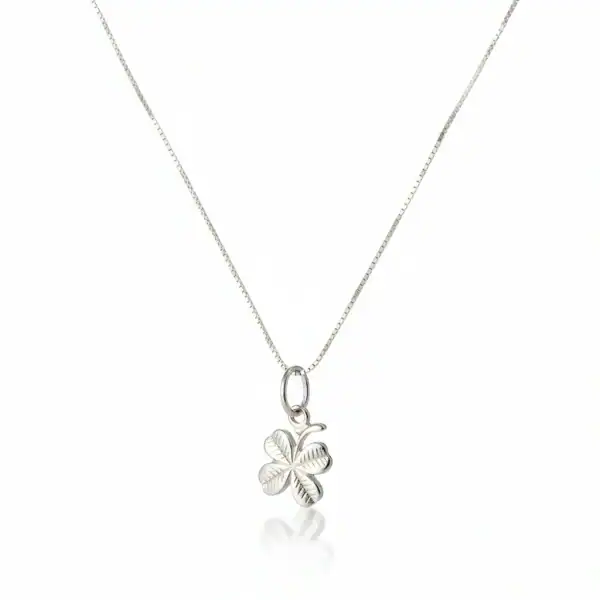 Sterling Silver Small Four Leaf Clover Pendant - Irish Gifts