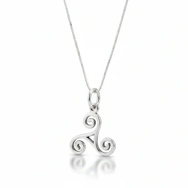 Sterling Silver Small Triskele Pendant Necklace - Irish Gifts