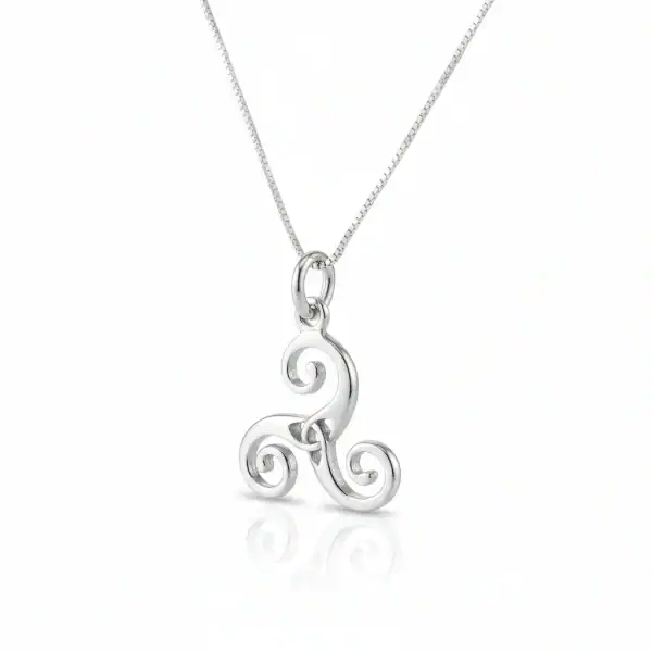 Sterling Silver Triskele Pendant Necklace - Irish Gifts