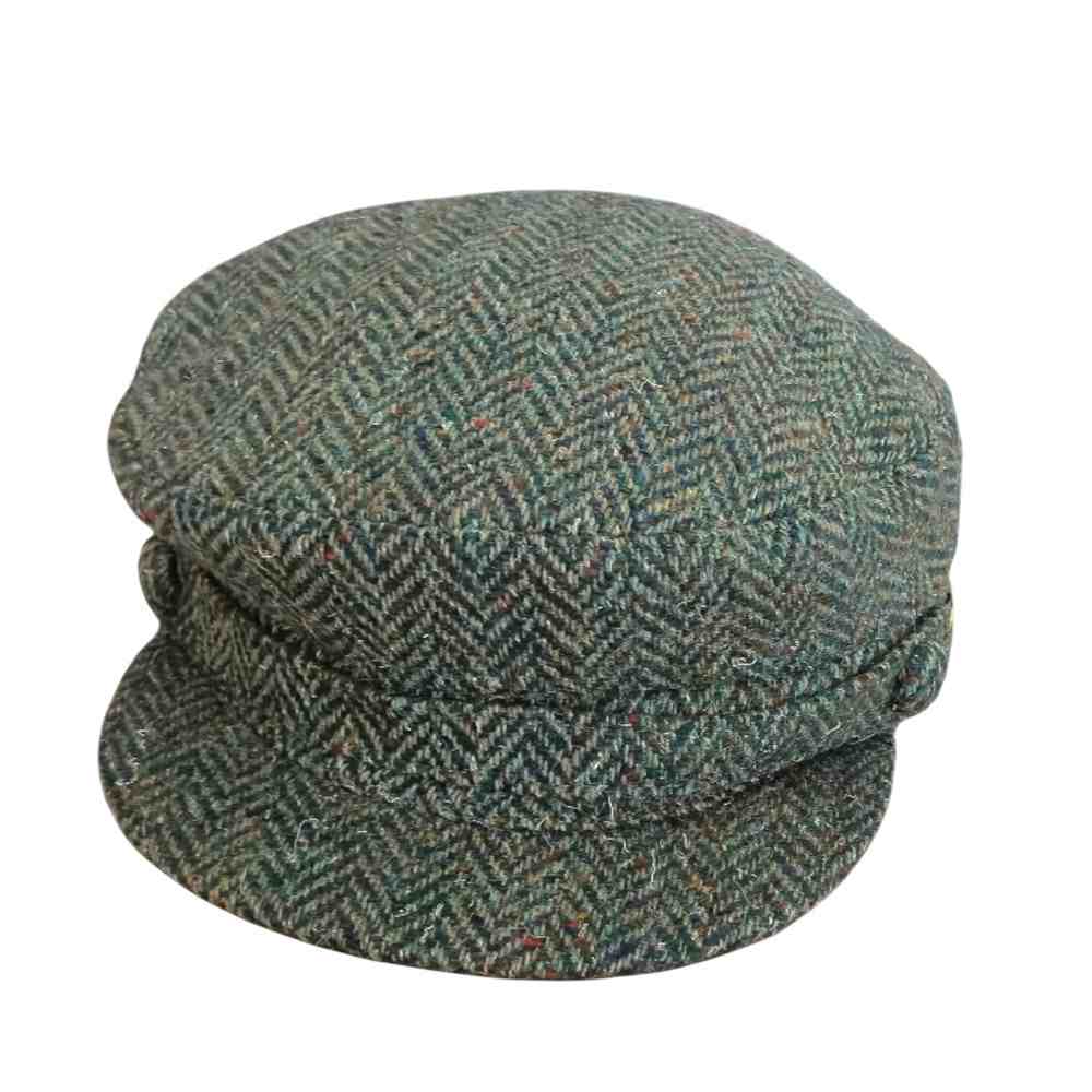 Green Herringbone Donegal Tweed Skipper Hat - Hats | Caps | Clothing - Image 1