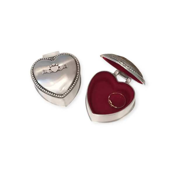 Mullingar Pewter Claddagh Heart Trinket Box – Irish Made - Irish Gifts - Image 1