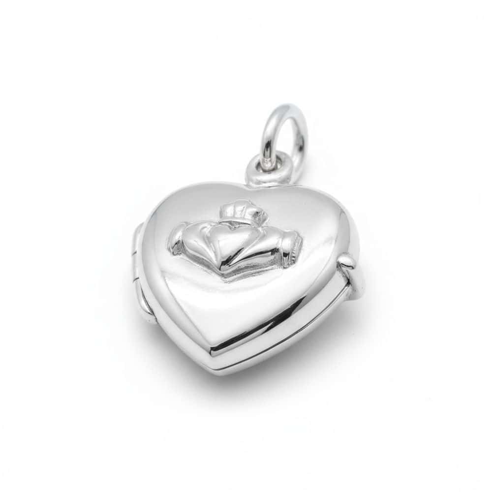 Sterling Silver Claddagh Locket Necklace – 18” Chain - Baby & Christening Gifts