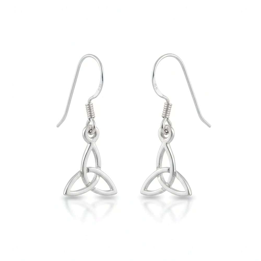 Sterling Silver Trinity Knot Drop Earrings - Irish Gifts
