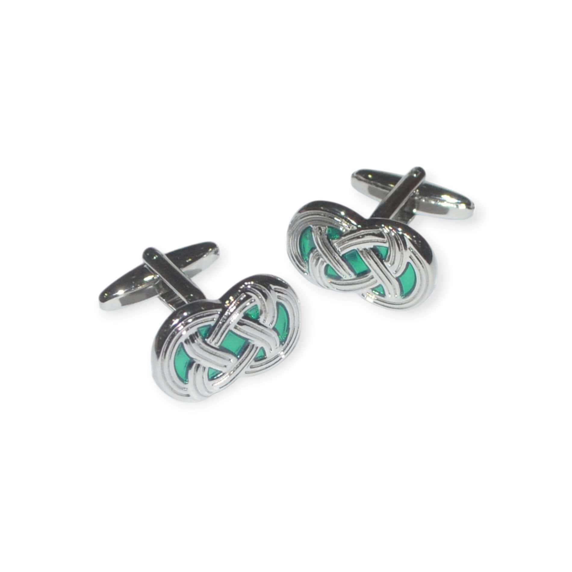 Celtic Knot Cufflinks - Green Weave - Irish Gifts - Image 4