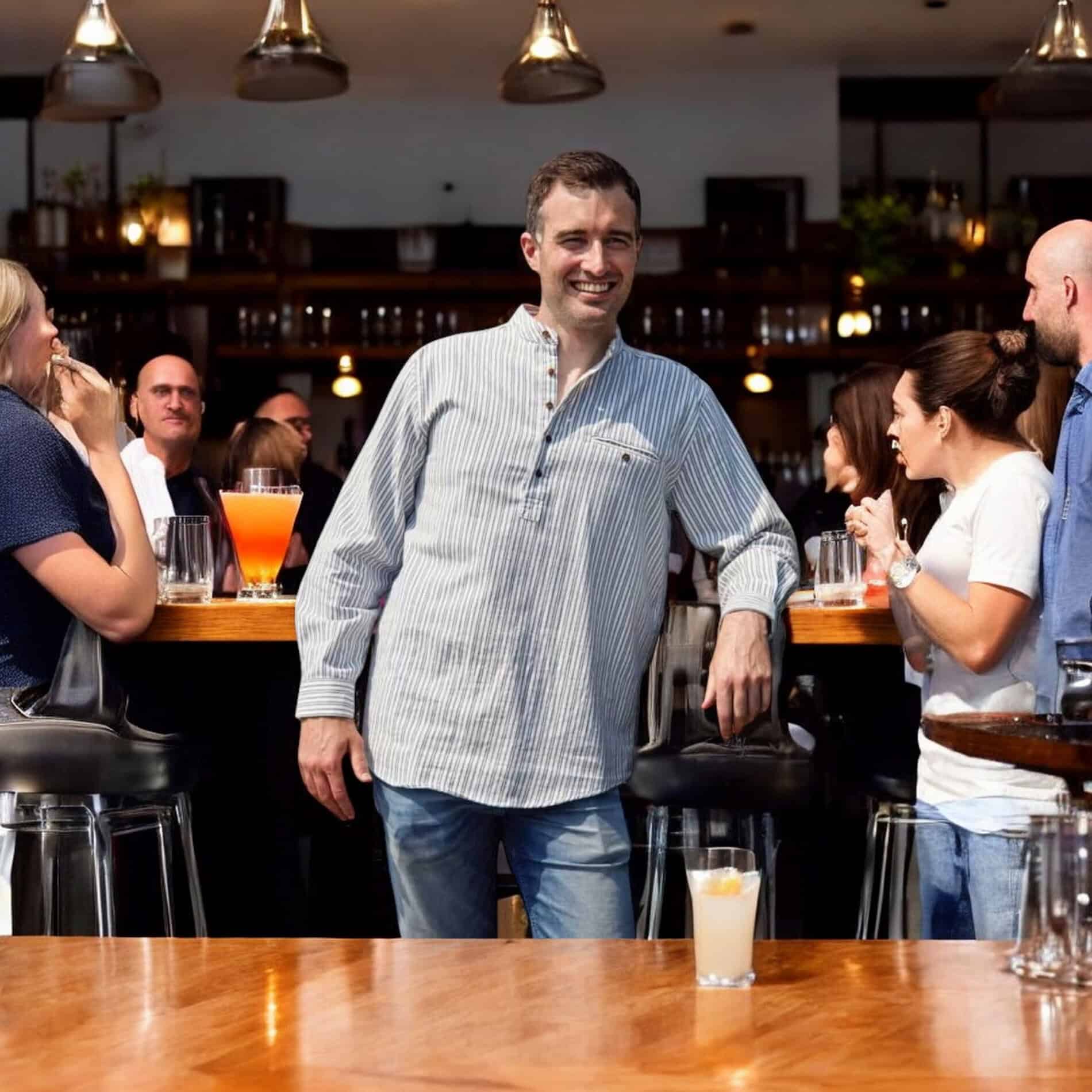 Cotton Grandfather Shirt - Blue with White Stripe - Made in Ireland - Grandfather Shirts - Image 1