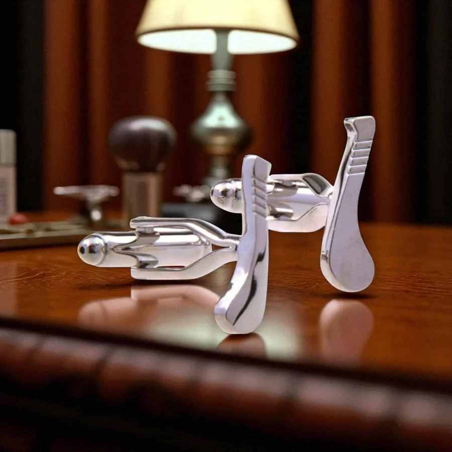 Irish Hurley Cufflinks - Rhodium Finished Hurls - Irish Gifts