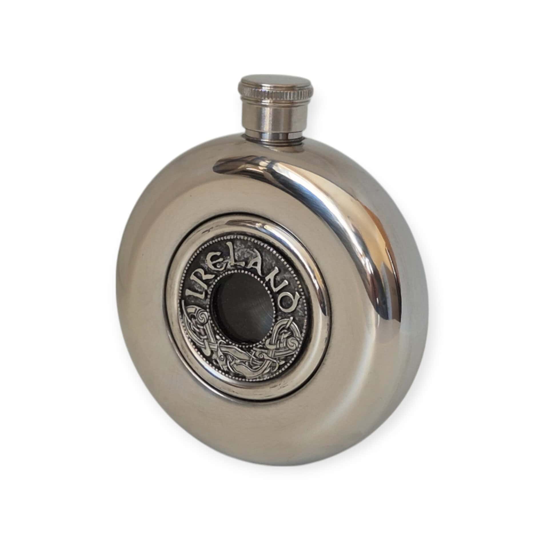 Round Irish Whiskey Hip Flask – Ireland Kells Design - Irish Bar/Guinness - Image 3