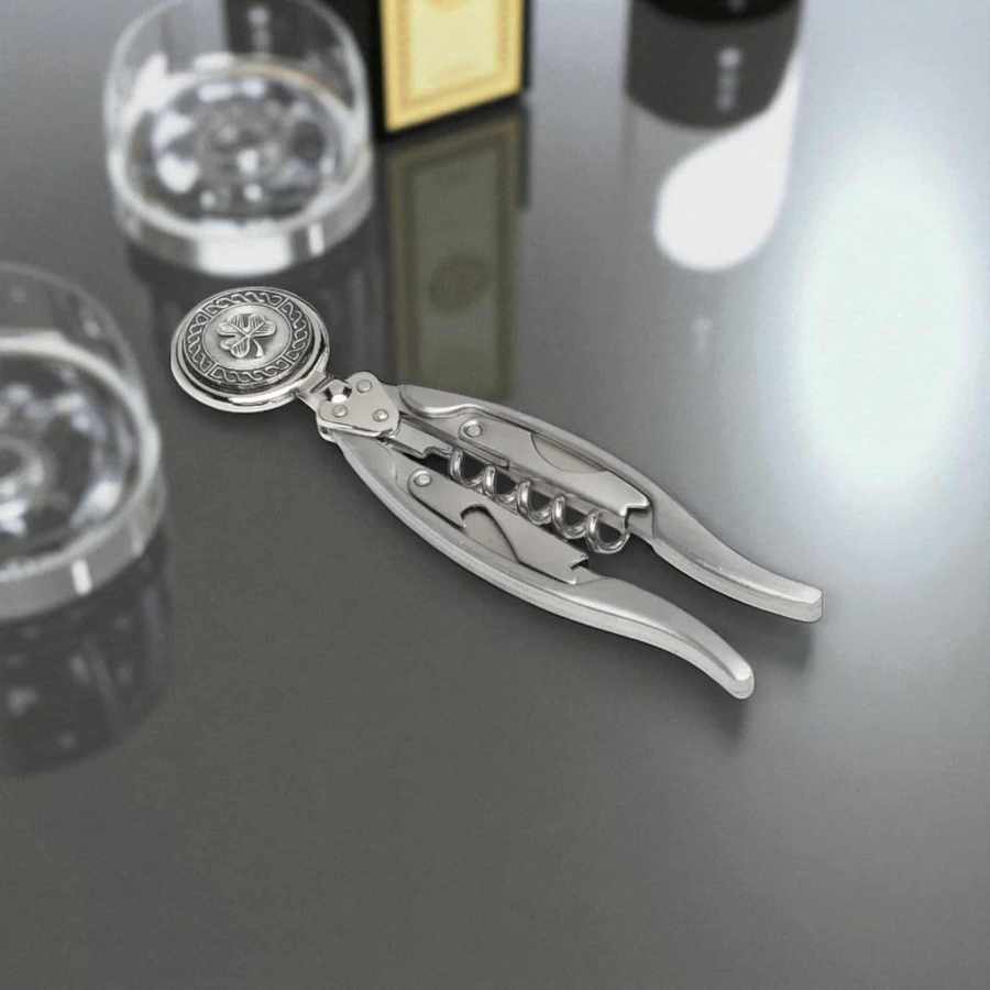 Shamrock Winged Corkscrew – Handmade by Mullingar Pewter - Accessories