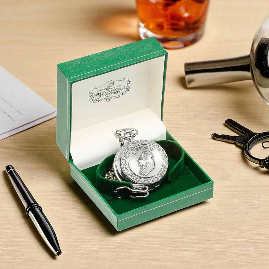 Mechanical Pocket Watch with Map of Ireland – Mullingar Pewter - Irish Gifts