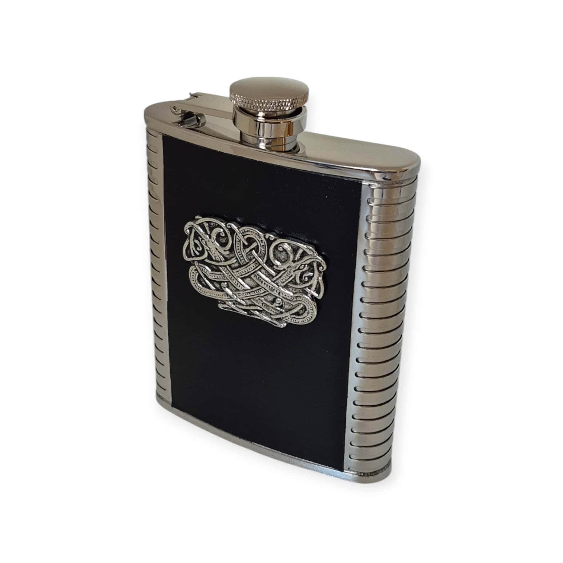 Celtic Dragon Hip Flask – Stainless Steel & Pewter (6oz) - Irish Bar/Guinness - Image 2