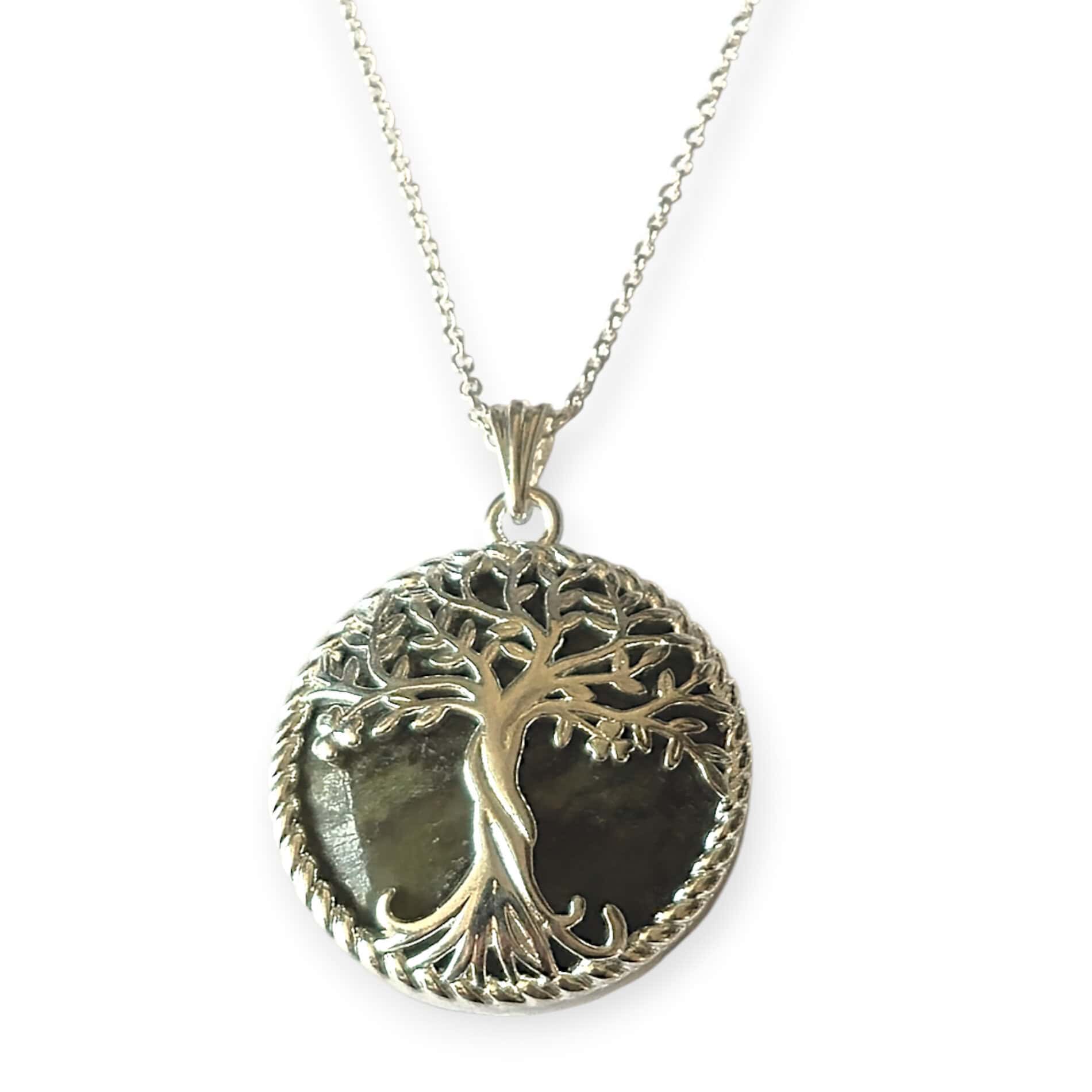 Tree of Life Silver Plated Pendant with Connemara Marble - Communion Gifts - Image 2