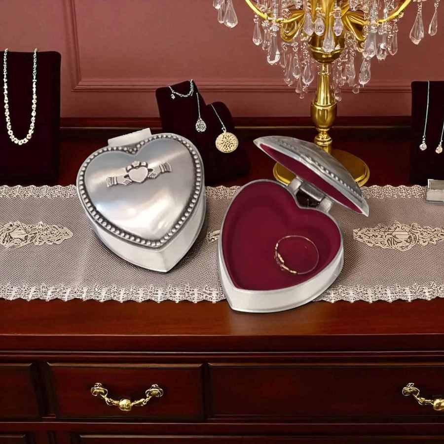 Mullingar Pewter Claddagh Heart Trinket Box – Irish Made - Irish Gifts