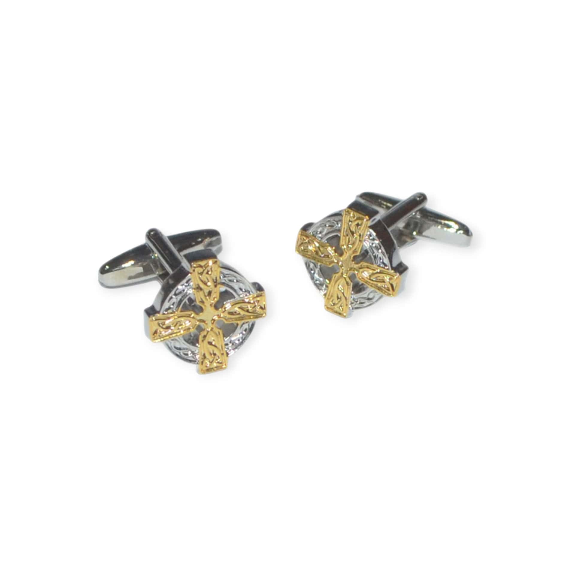Celtic Cross Cufflinks – Two-Tone Finish - Irish Gifts - Image 5