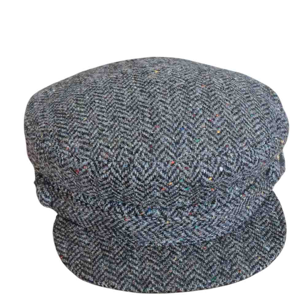 Charcoal Herringbone Donegal Tweed Skipper Hat - Donegal Tweed - Image 1