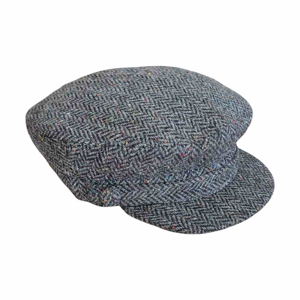 Charcoal Herringbone Donegal Tweed Skipper Hat - Donegal Tweed - Image 3