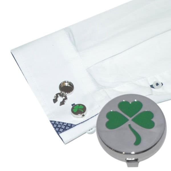Shamrock Button Covers – Silver Tone - Alternative to Cufflinks - Accessories - Image 1