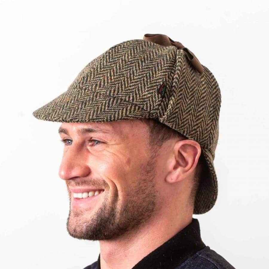 Deerstalker Sherlock Holmes Hat - Green Donegal Tweed - Hats | Caps | Clothing - Image 1
