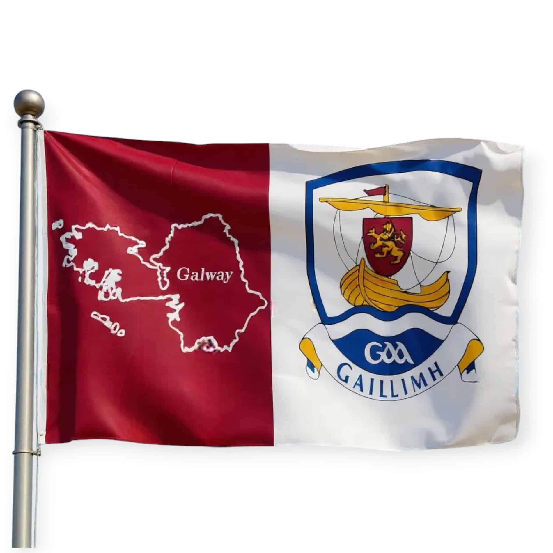 Official Galway GAA Flag – Hurling & Football Flag 5ft x 3ft - Irish Bar/Guinness