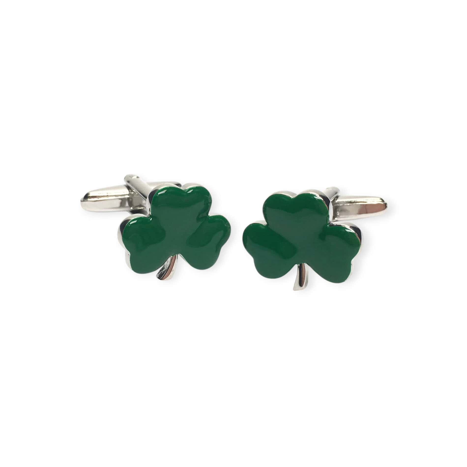 Green Shamrock Cufflinks – Irish Luck Gift - Irish Gifts - Image 1