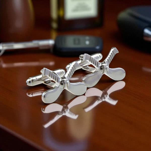 Irish Hurley Cufflinks - Rhodium Finished Crossed Hurls - Irish Gifts