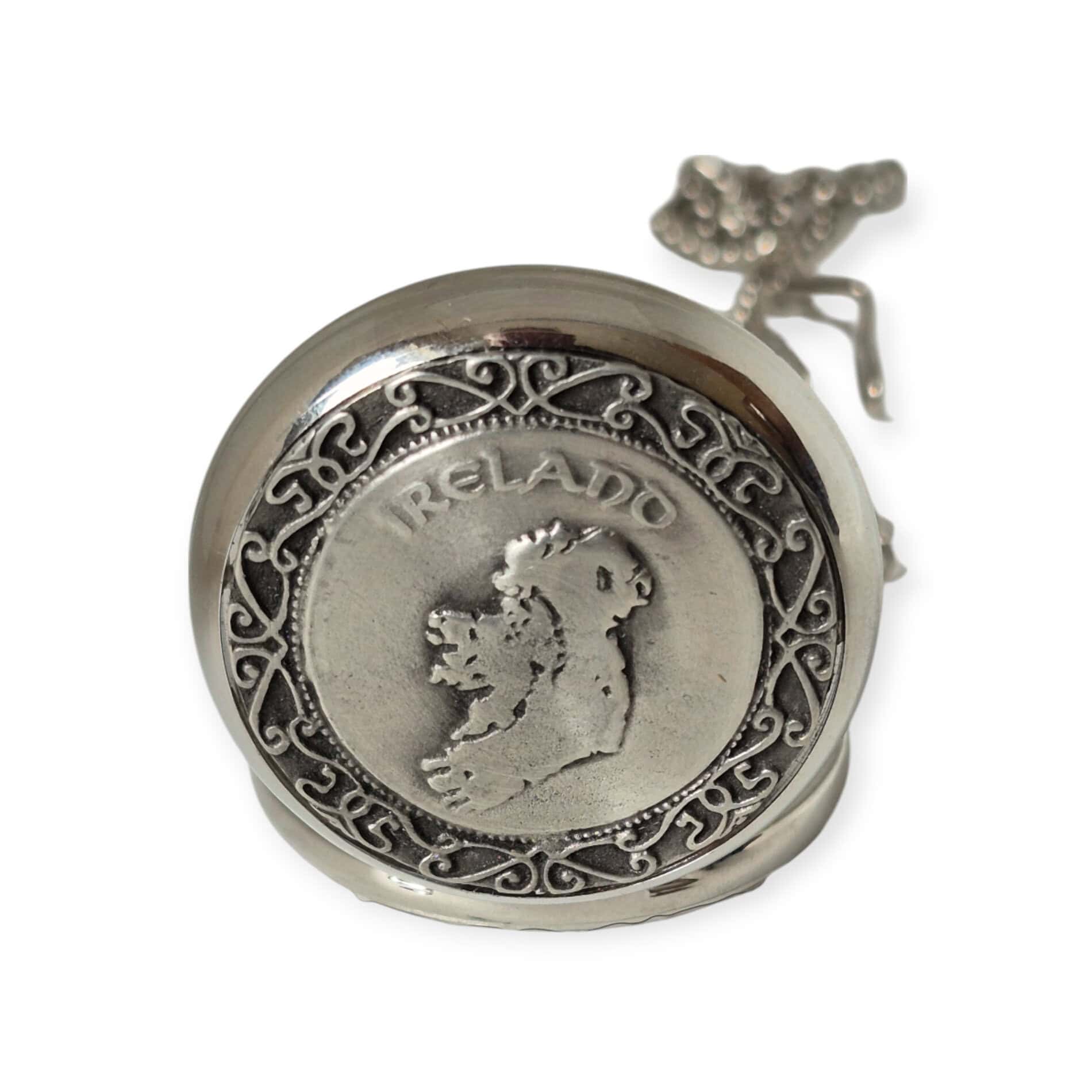 Mechanical Pocket Watch with Map of Ireland – Mullingar Pewter - Irish Gifts - Image 4