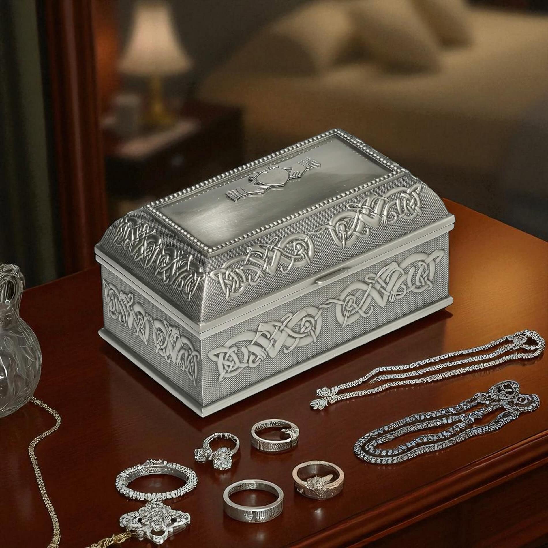 Large Claddagh Jewellery Box – Mullingar Pewter - Irish Gifts