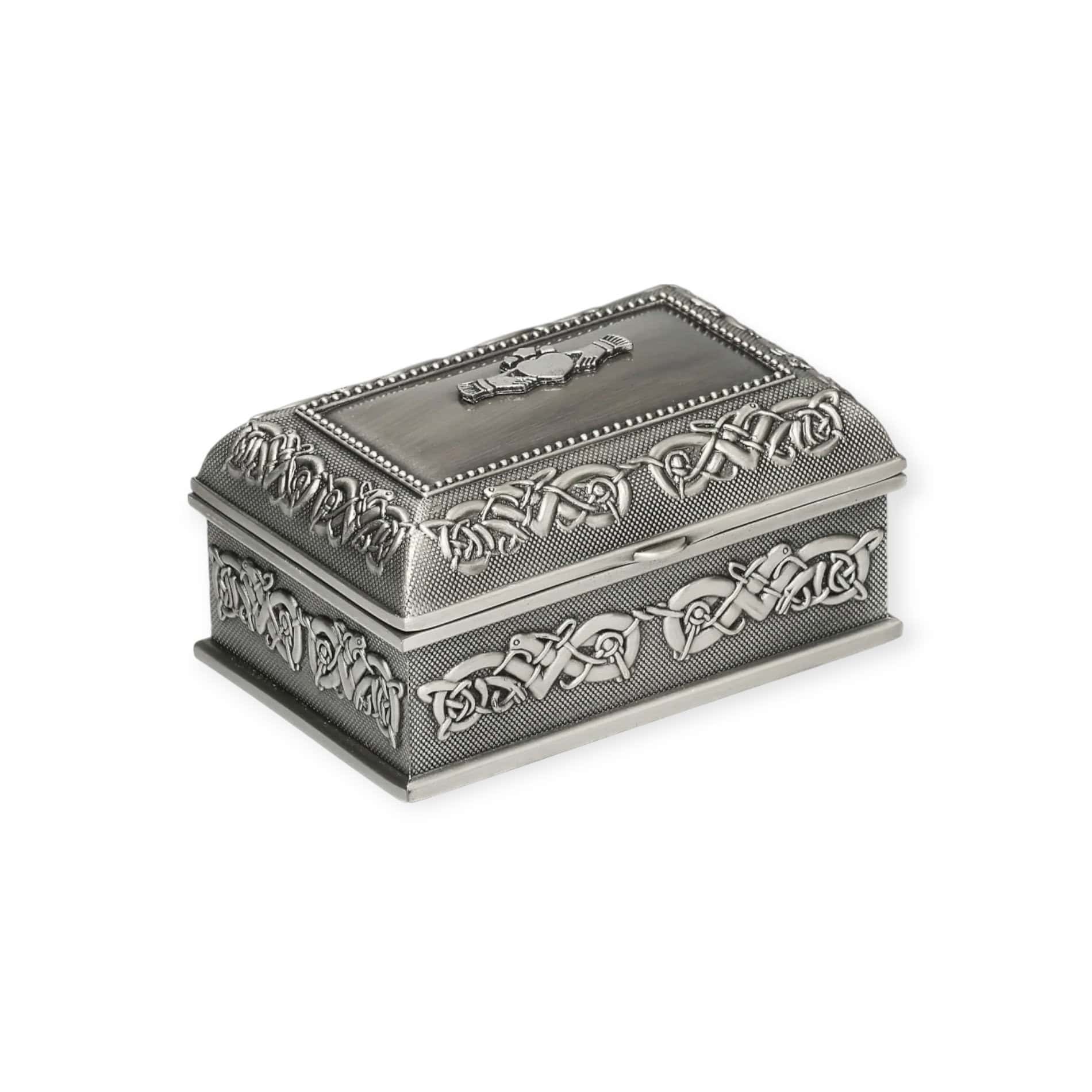 Small Claddagh Jewellery Box – Mullingar Pewter - Irish Gifts - Image 1
