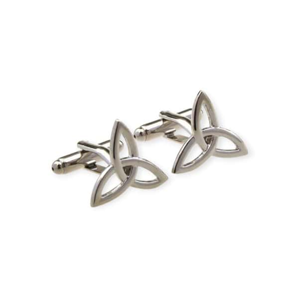 Trinity Knot Cufflinks – Rhodium Plated Irish Gift - Irish Gifts - Image 1