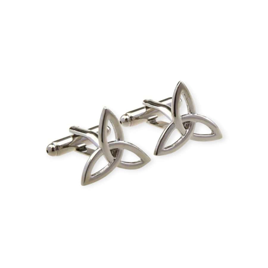 Trinity Knot Cufflinks – Rhodium Plated Irish Gift - Irish Gifts - Image 1