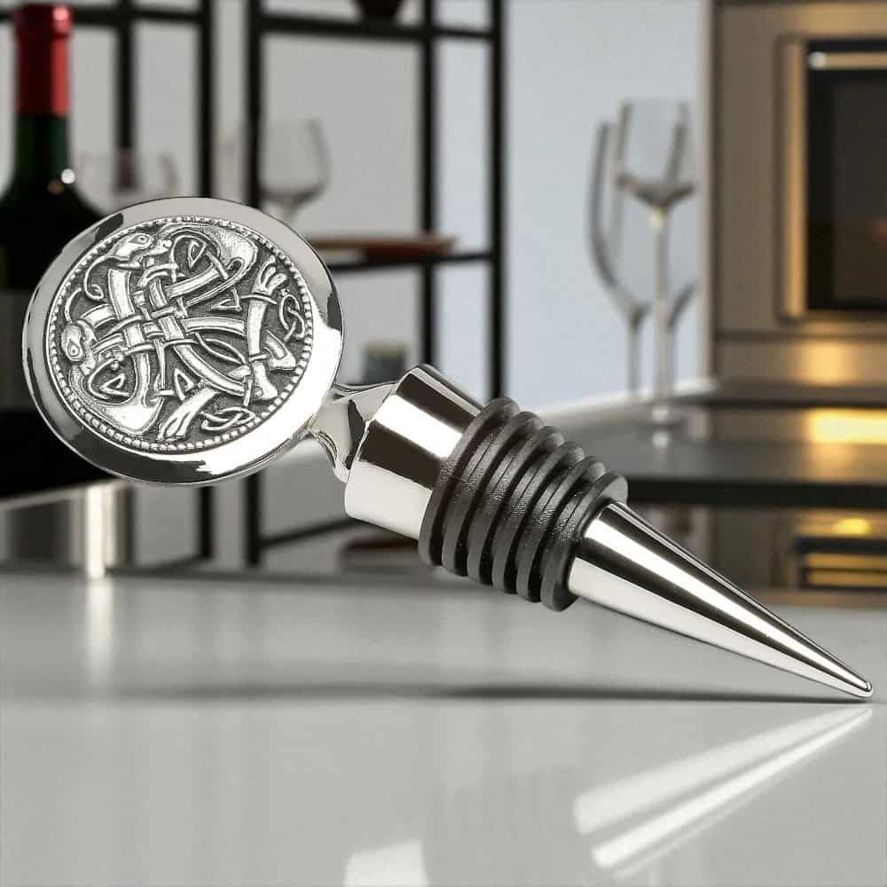 Book of Kells Wine Stopper – Celtic Design by Mullingar Pewter - Accessories