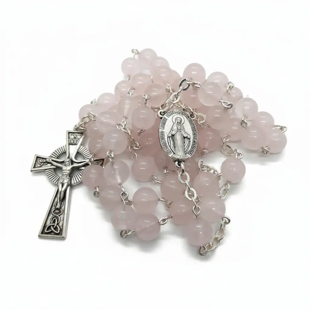 Rose Quartz Rosary Beads – 8mm - Irish Made - Accessories