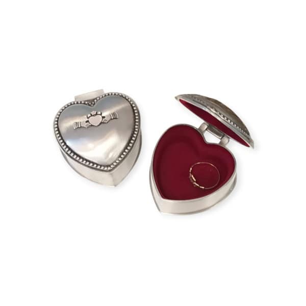 Mullingar Pewter Claddagh Heart Trinket Box – Irish Made - Irish Gifts - Image 1