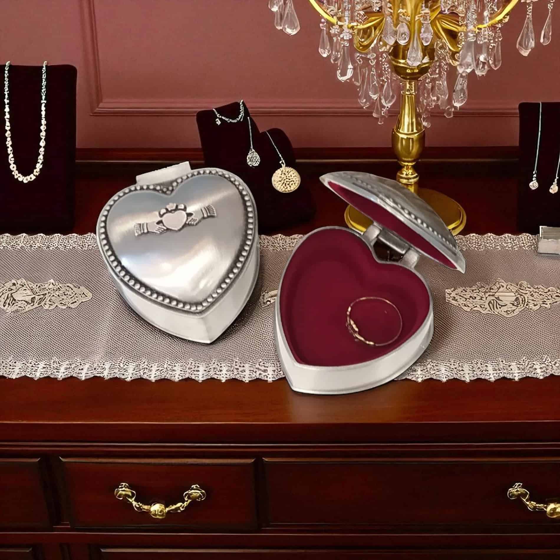 Mullingar Pewter Claddagh Heart Trinket Box – Irish Made - Irish Gifts