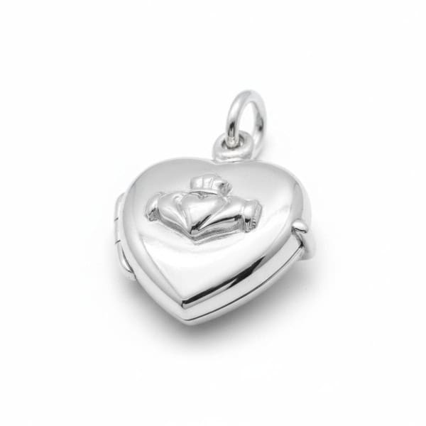 Sterling Silver Claddagh Locket Necklace – 18” Chain - Baby & Christening Gifts