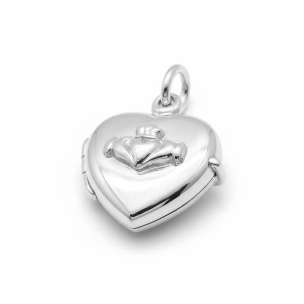 Large Sterling Silver Heart-Shaped Claddagh Locket – 18” Chain - Baby & Christening Gifts