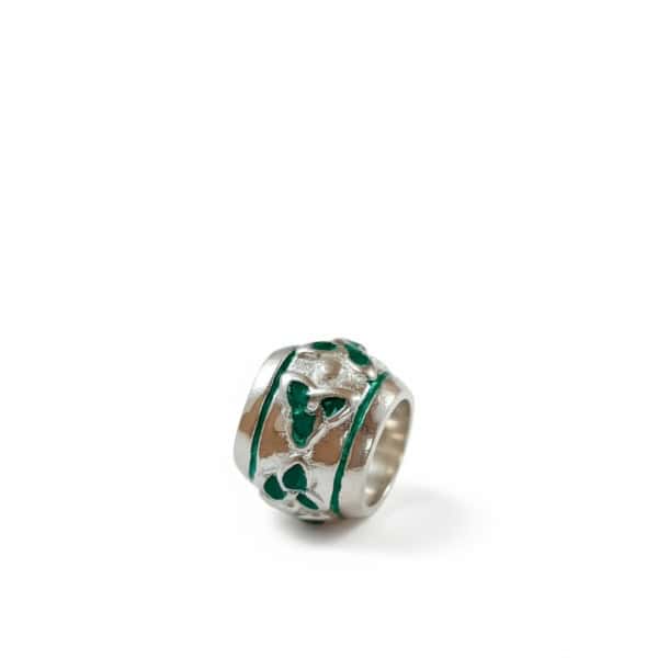 Sterling Silver Round Bead Charm with Green Trinity Knot - Accessories