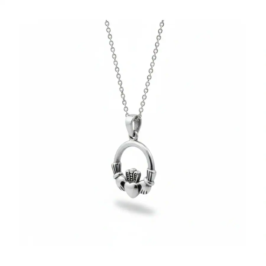 Sterling Silver Small Claddagh Pendant - Baby & Christening Gifts