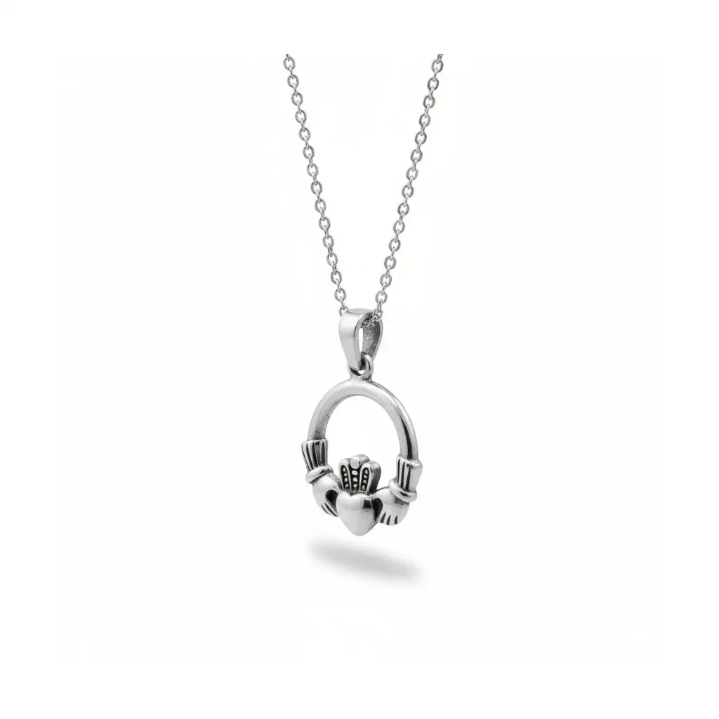 Sterling Silver Small Claddagh Pendant - Baby & Christening Gifts