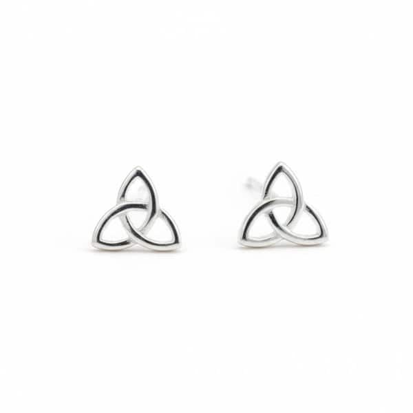 Sterling Silver Small Trinity Stud Earrings – Petite Irish Design - Communion Gifts