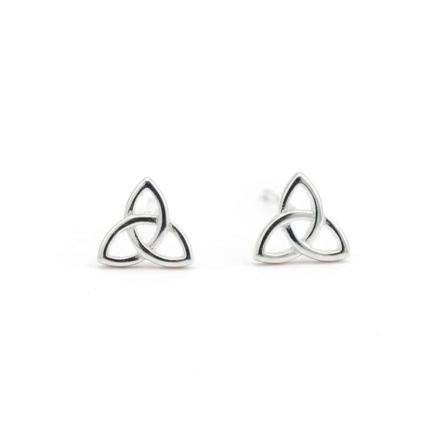 Sterling Silver Small Trinity Stud Earrings – Petite Irish Design - Communion Gifts