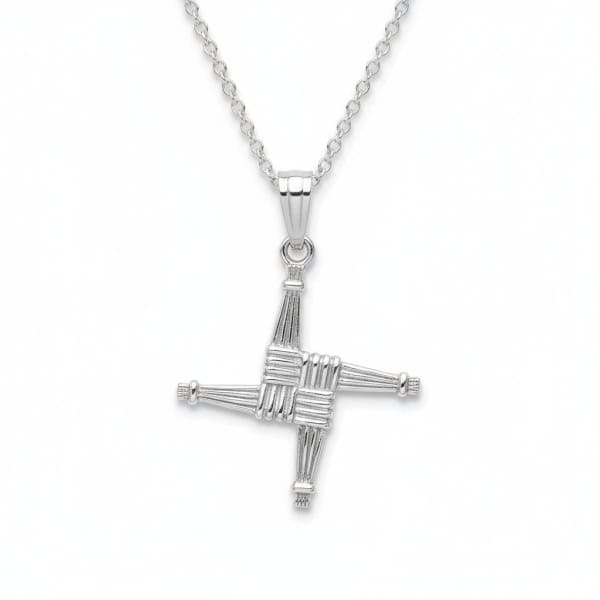 Sterling Silver St. Brigid’s Cross Necklace – 18” Chain - Irish Gifts