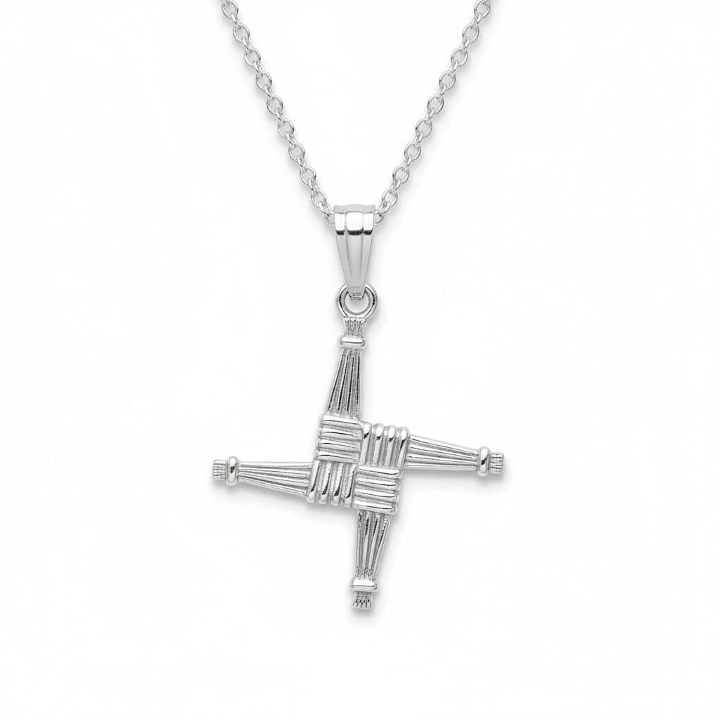 Sterling Silver St. Brigid’s Cross Necklace – 18” Chain - Irish Gifts