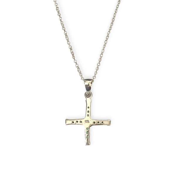 Sterling Silver St Brigid's Cross Necklace with Green CZ - Irish Gifts - Image 1