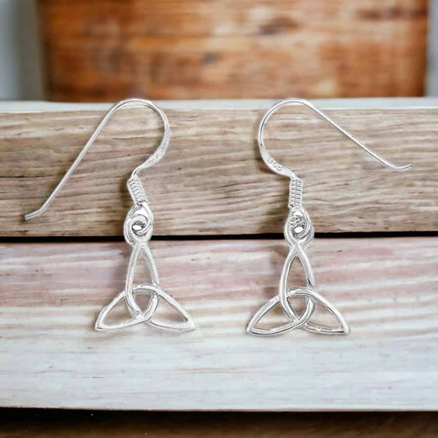 Sterling Silver Trinity Knot Drop Earrings - Communion Gifts - Image 2