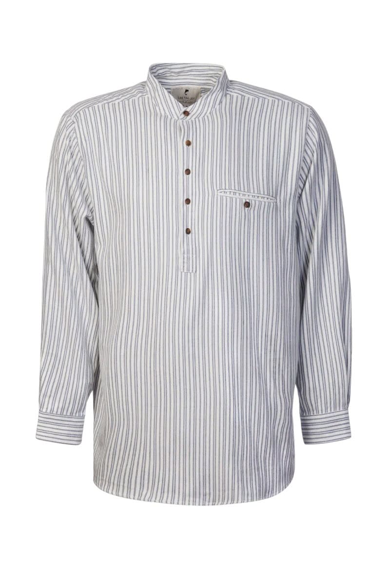 Cotton Grandfather Shirt - Blue with White Stripe - Made in Ireland - Grandfather Shirts - Image 2
